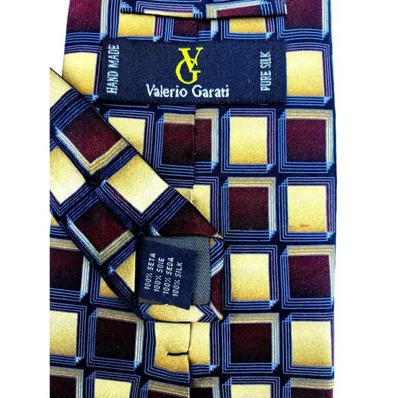 Valerio Garati Geometric Italy Italian Handmade Silk Tie Neck Luxury Vintage - Picture 3 of 6